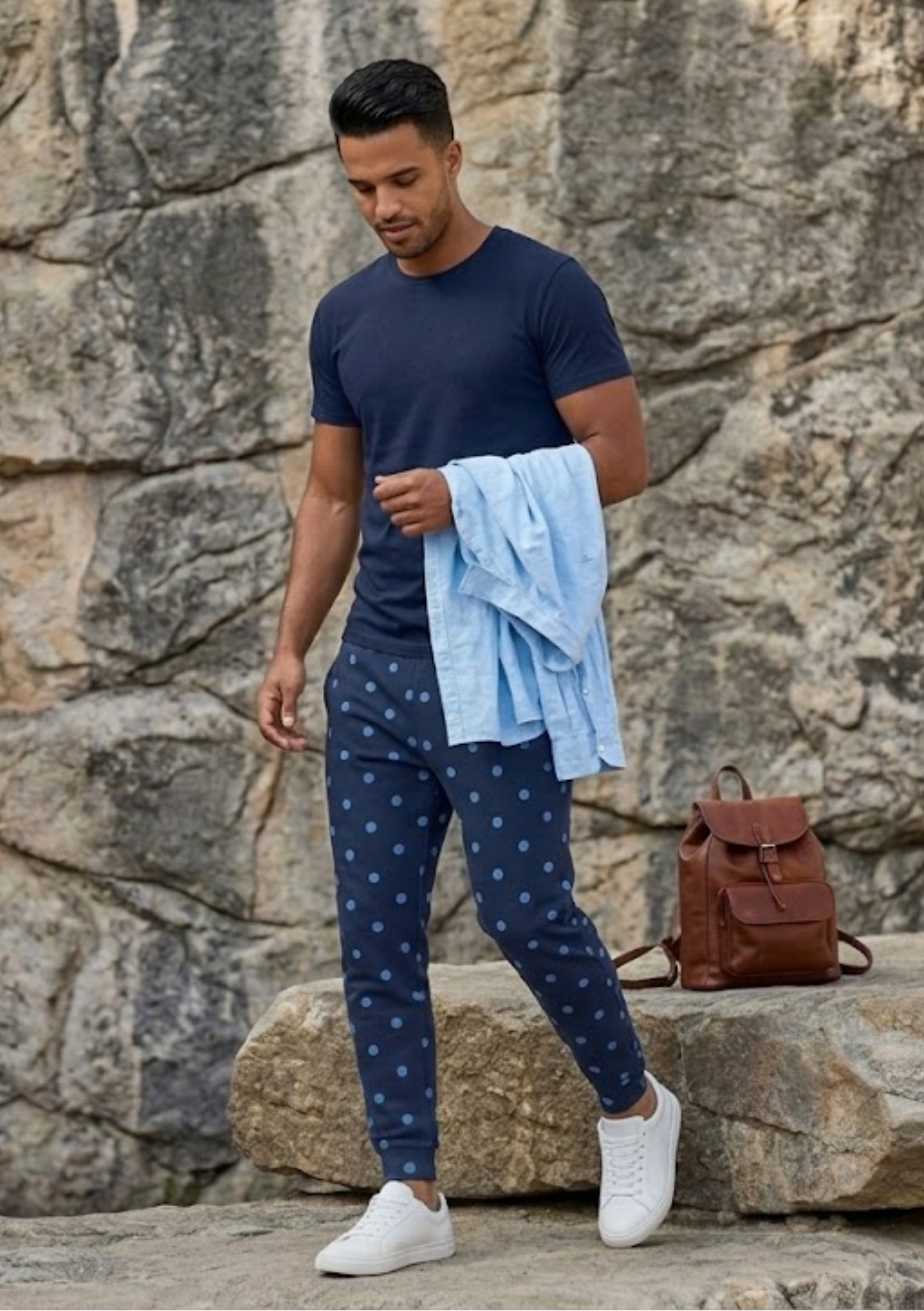 Blue Dotted Men's Joggers