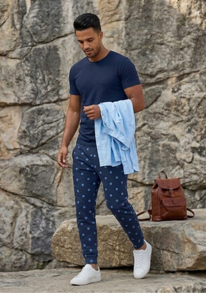 Blue Dotted Men's Joggers