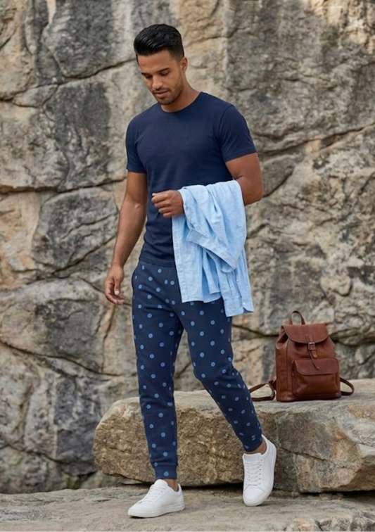 Blue Dotted Men's Joggers