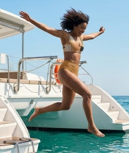 Desert Mosaic High-Waisted Bikini 1 (Burnt Orange) UPF 50+ Protection