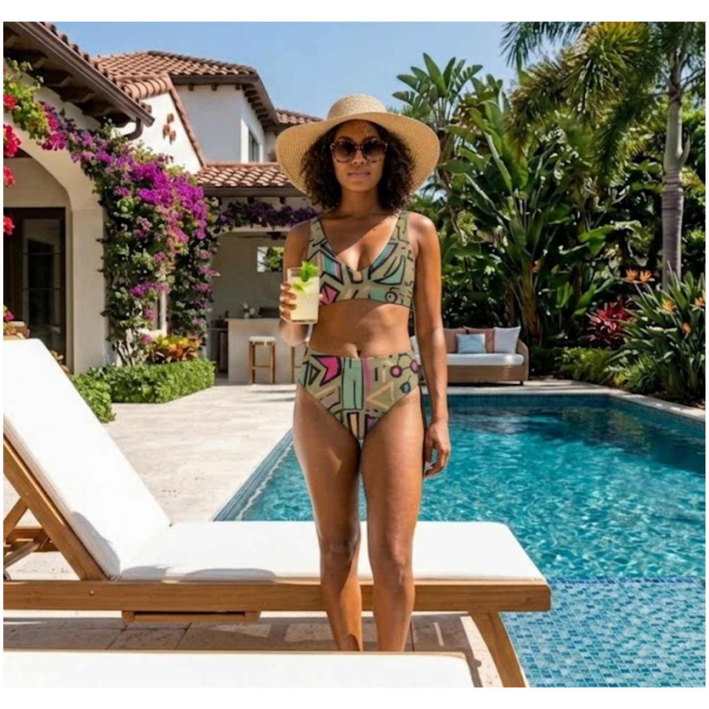 Electric Doodle High-Waisted Bikini