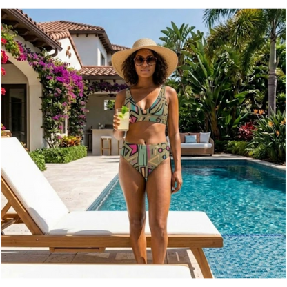 Electric Doodle High-Waisted Bikini