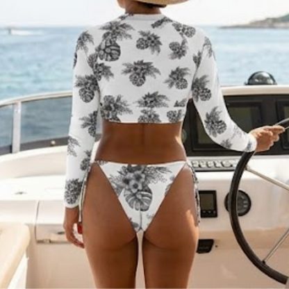 Floral Sketch String Bikini Bottoms UPF 50+ Protection