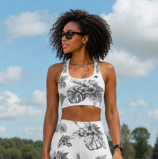 Floral Sketch Sports bra UPF 50+ Protection