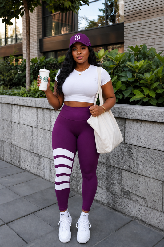 Athletic Vibez Wave Plum High Waist Leggings UPF 50+