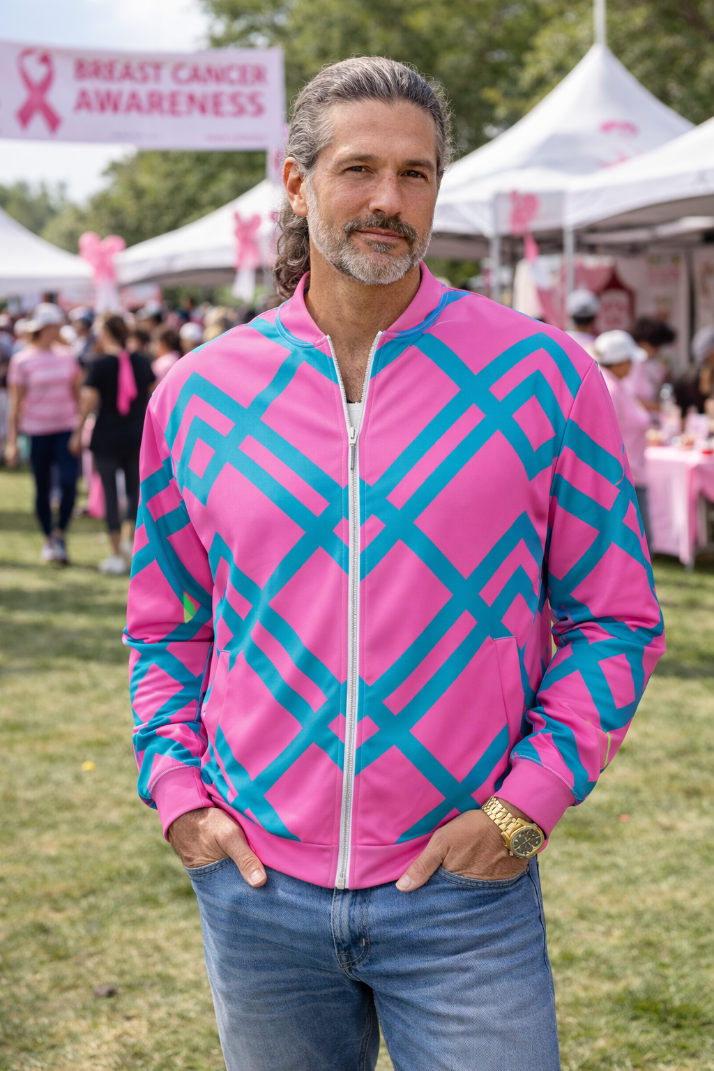 Electric Hibiscus Unisex Bomber Jacket