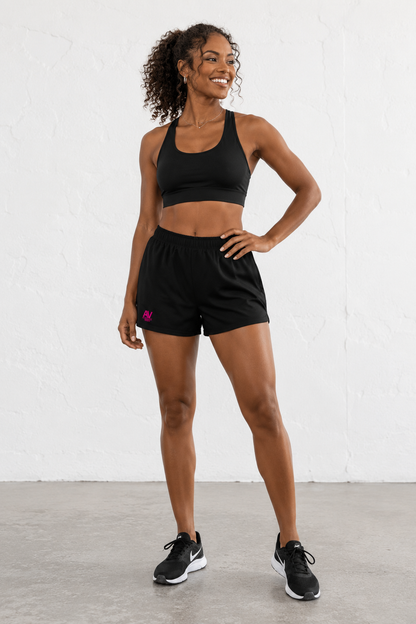 AV Signature Logo Athletic Shorts - Black/Pink