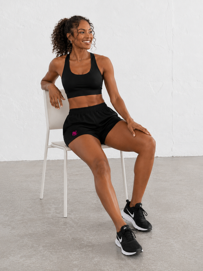 AV Signature Logo Athletic Shorts - Black/Pink